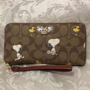 Coach Brown Snoopy and Woodstock Wristlet